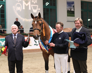Der Springsieger von Catoki / Cassini I / Landgraf I mit seinem Züchter und Besitzer Erhard Puls aus Stuvenborn. Foto: Jutta Wego